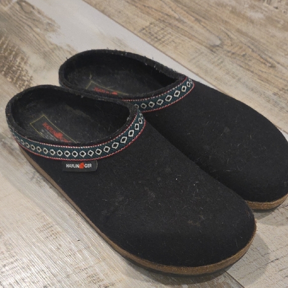 Haflinger Black Mules with Patterned Trim - Picture 2 of 16